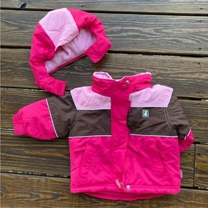 Wonderkids toddler girl 12 month hooded winter snow-coat pink and brown